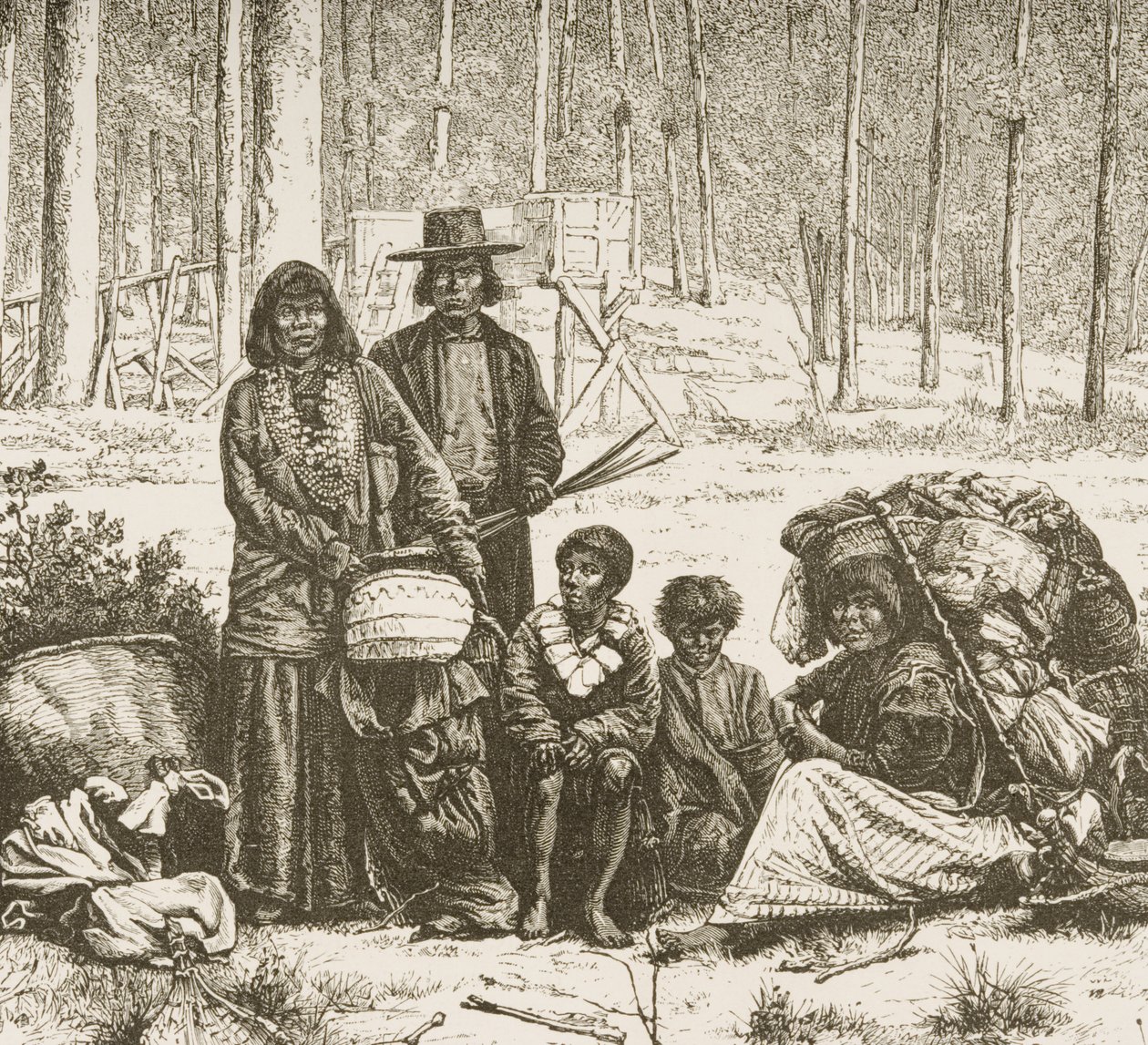 Inheemse Amerikaanse familiegroep ten westen van de Rocky Mountains, c.1880 door Reverend Samuel Manning