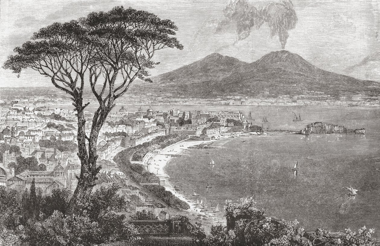 Napels en de Vesuvius, Italië in de late 19e eeuw. Uit Italiaanse Prenten door Rev. Samuel Manning, gepubliceerd c.1890. door Reverend Samuel Manning