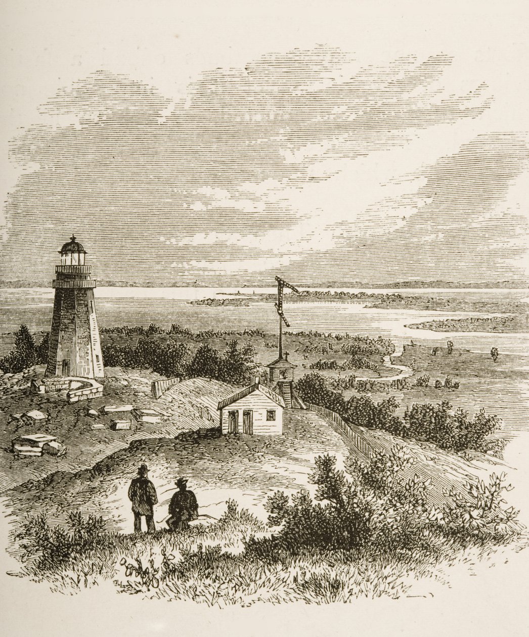 Sandy Hook New Jersey, gezien vanaf de vuurtoren in de jaren 1870, c.1880 door Reverend Samuel Manning