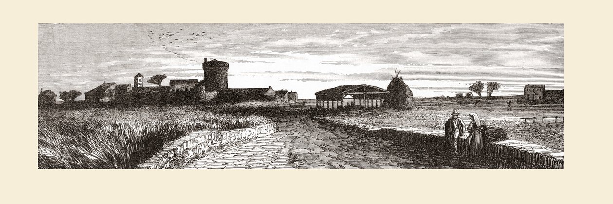 Het platteland bij Ostia, Rome, Italië in de late 19e eeuw. Uit Italiaanse Prenten door Rev. Samuel Manning, gepubliceerd ca. 1890. door Reverend Samuel Manning