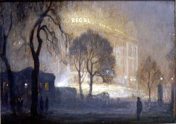 De Regal vanuit Hyde Park op een Mistige Nacht door Rex Vicat Cole