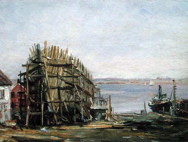 Noank Scheepswerf, c.1900 door Reynolds Beal