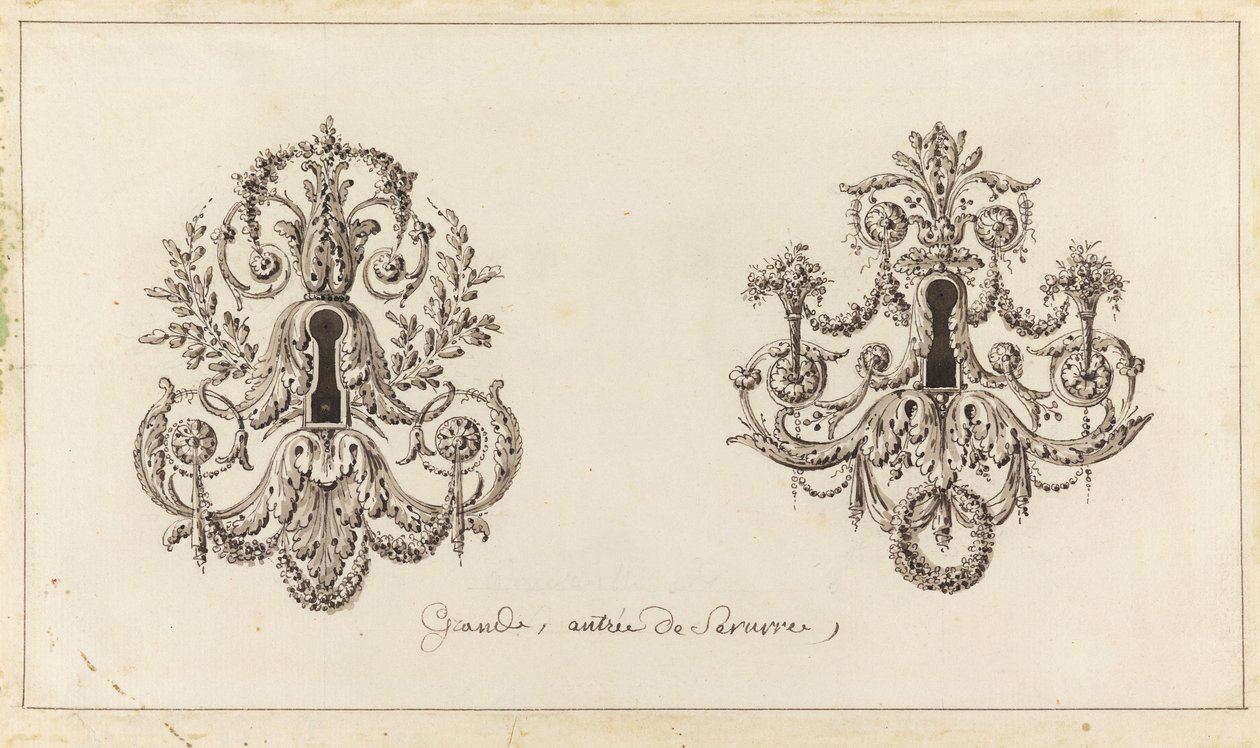 Ontwerp voor twee bronzen sleutelplaten door Richard de Lalonde