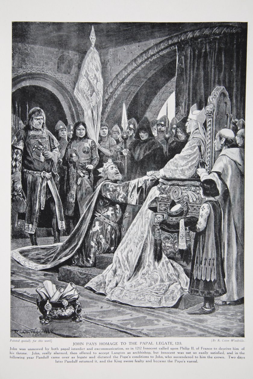 John brengt eer aan de Pauselijke legaat, 1213, illustratie uit 