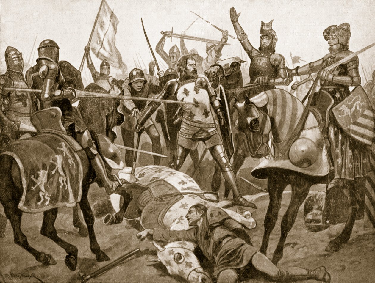 De Slag bij Poitiers, 19 september 1356, illustratie uit Hutchinson