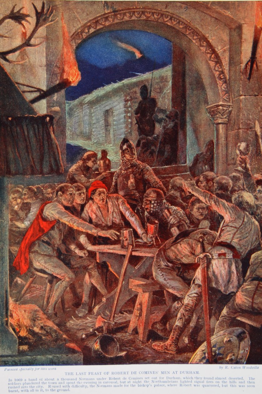 Het laatste feest van de mannen van Robert de Comines in Durham, 1069, illustratie uit 
