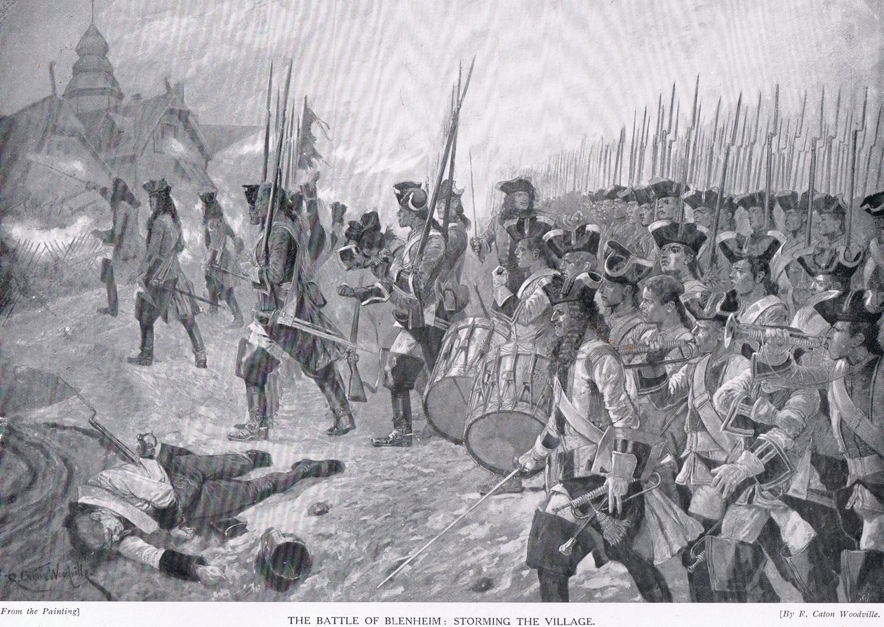 De Slag bij Blenheim: bestorming van het dorp, c.1910 door Richard Caton Woodville