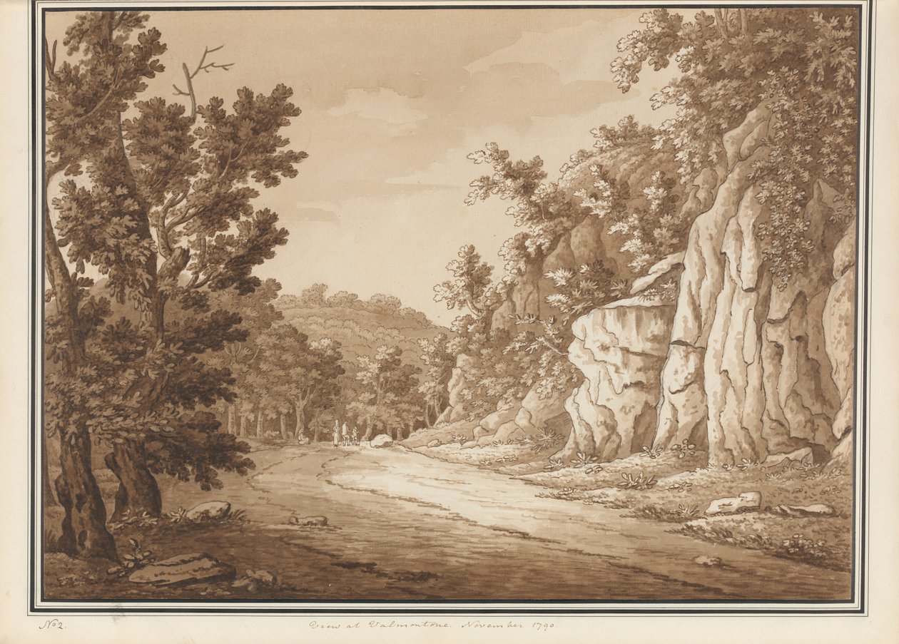 Uitzicht op Valmontone, uit een volume van 66 uitzichten getekend naar de natuur in de omgeving van Rome en Abruzzo, november 1790 door Richard Colt Hoare