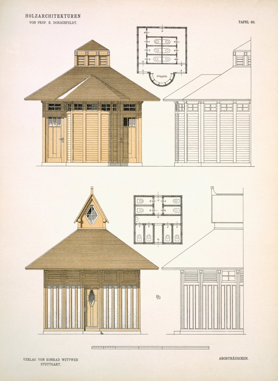 Architectuur in Hout, c.1900 door Richard Dorschfeldt