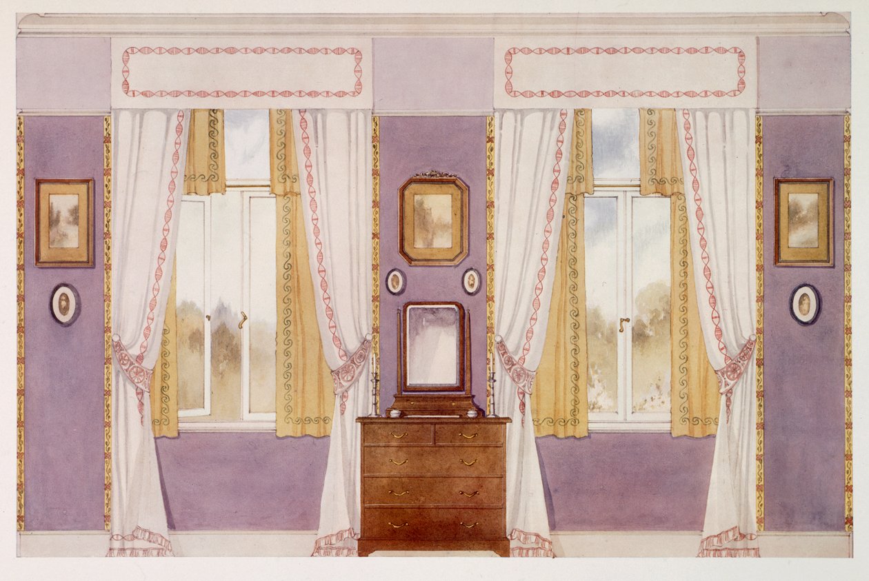 Elegante draperieën, mauve muren door Richard Goulburn Lovell