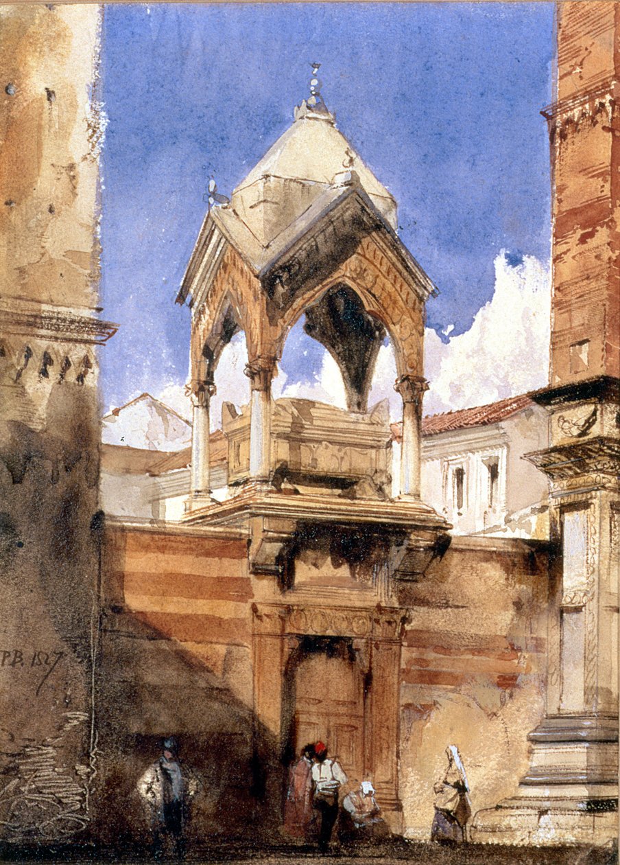 Het Castelbarco Graf, Verona, 1827 door Richard Parkes Bonington