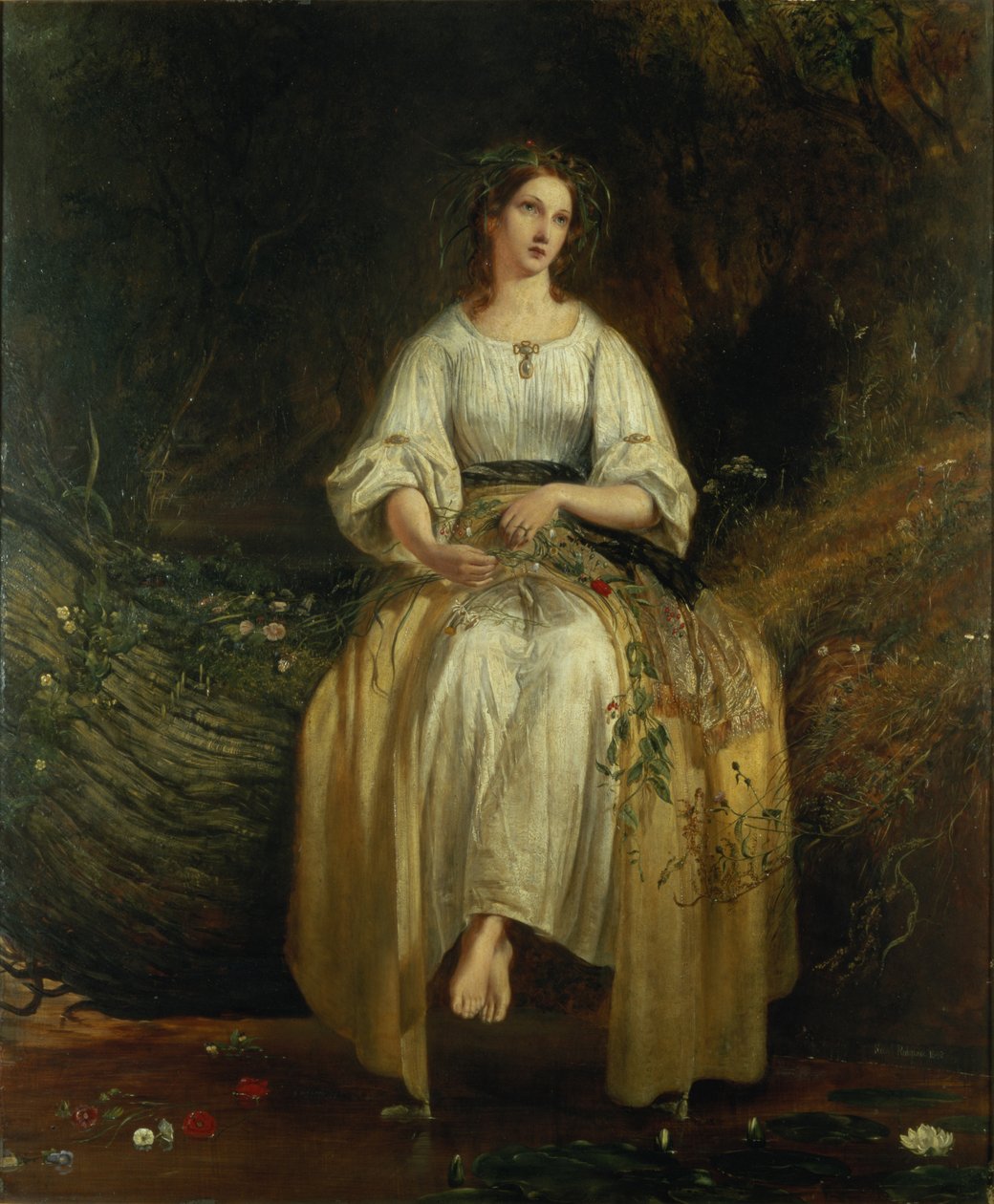 Ophelia die haar kransen weeft, 1842 door Richard Redgrave