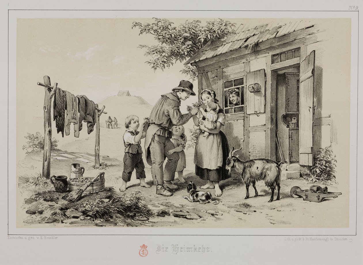 Mijnwerker die naar huis terugkeert, Duitsland, ca. 1851 door John Pardon