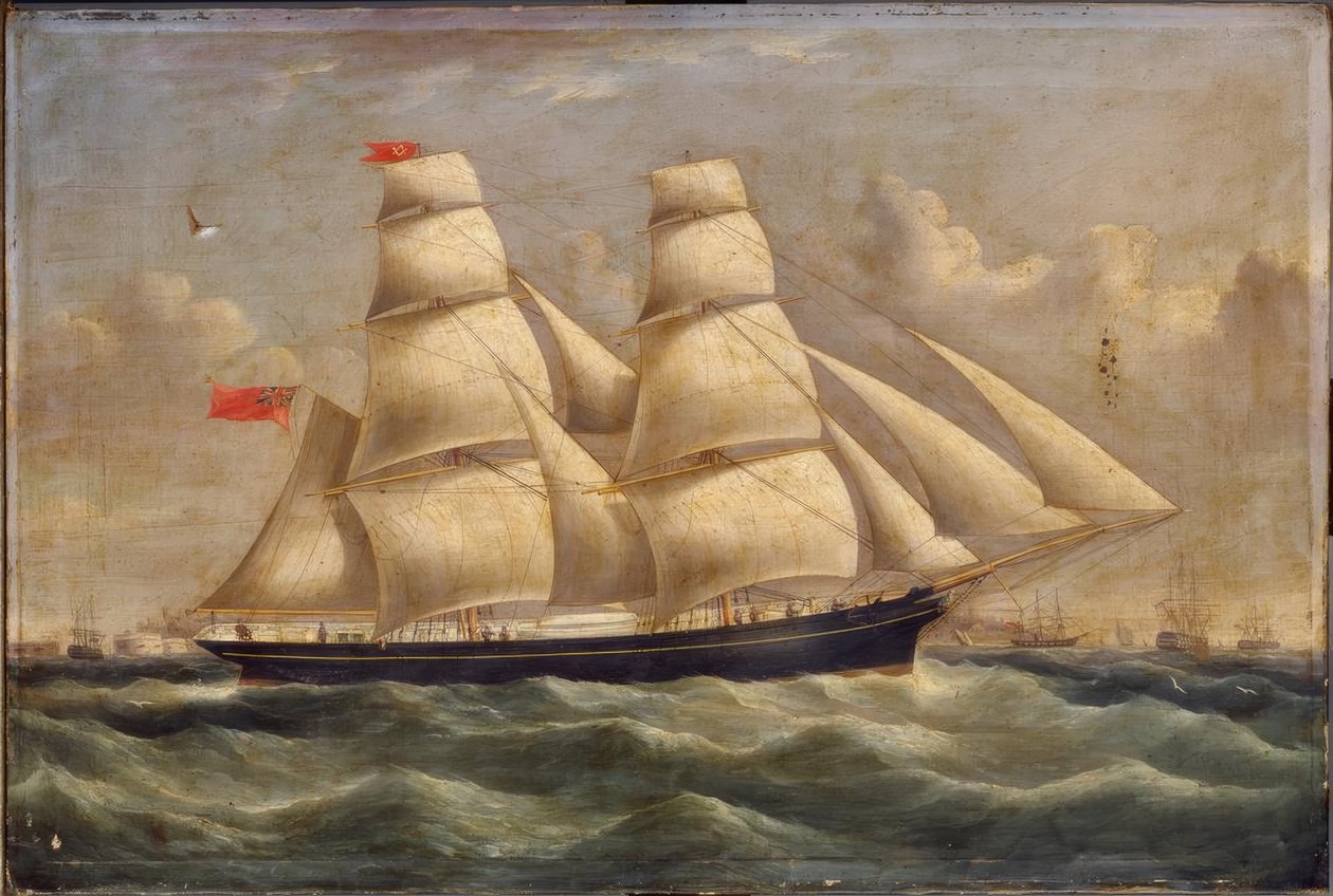 Een brigantijn bij Portsmouth door Richard B. Spencer