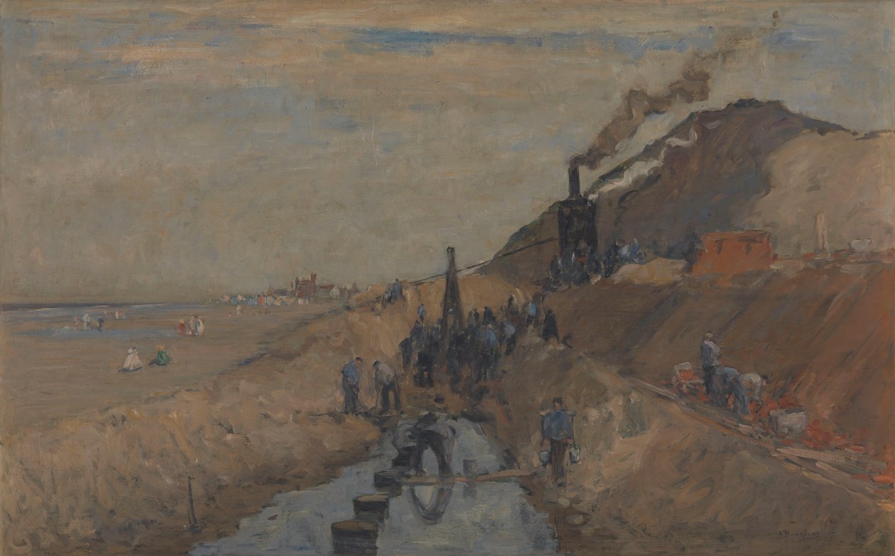 Dijkbouw op het strand van Knokke door Richard Baseleer