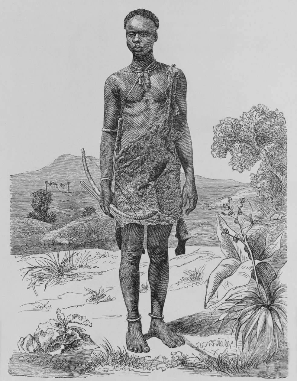 Madi met boog en pijlen, uit 'De Geschiedenis van de Mensheid', Vol ...