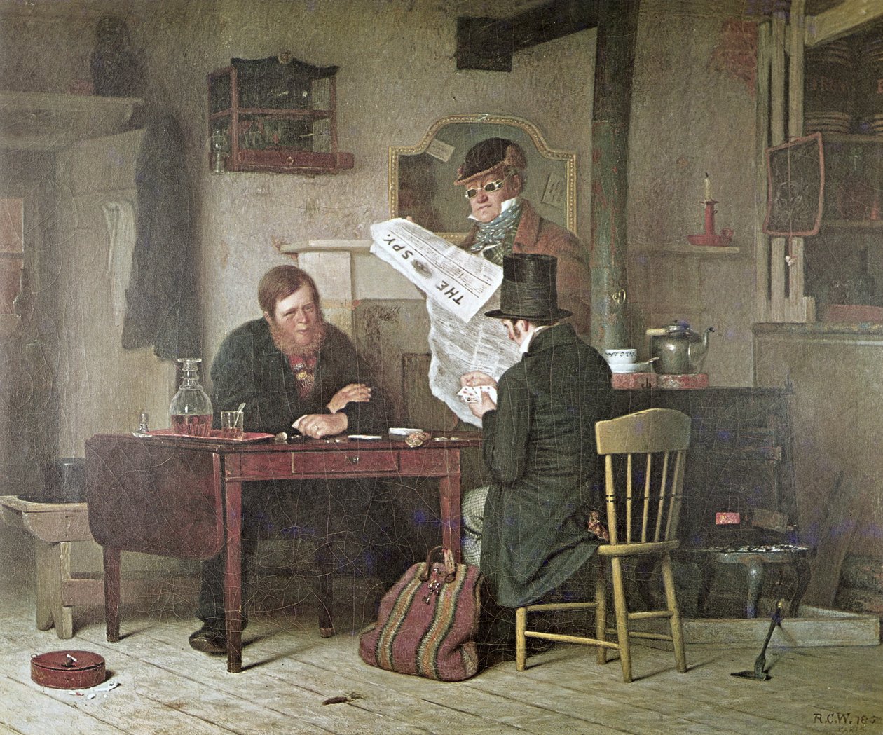 Wachten op de postkoets (kleur litho) door Richard Caton (after) Woodville