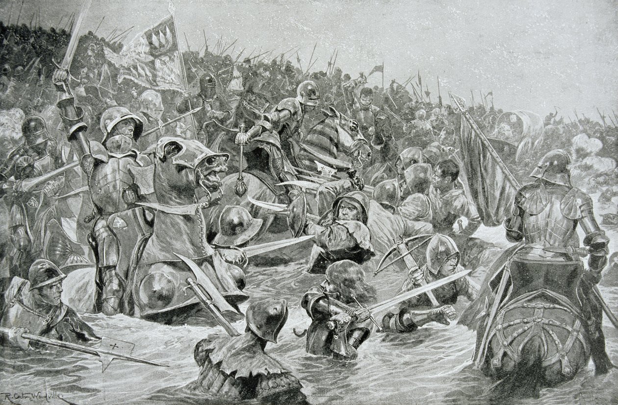 De Slag bij Towton in 1461, illustratie uit Hutchinsons 