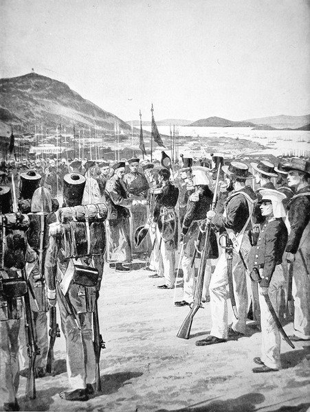 De Overdracht van Hong Kong aan de Britten in 1841 door Richard Caton Woodville
