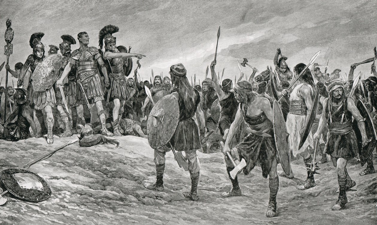 Vespasianus gered door zijn zoon Titus, illustratie uit 