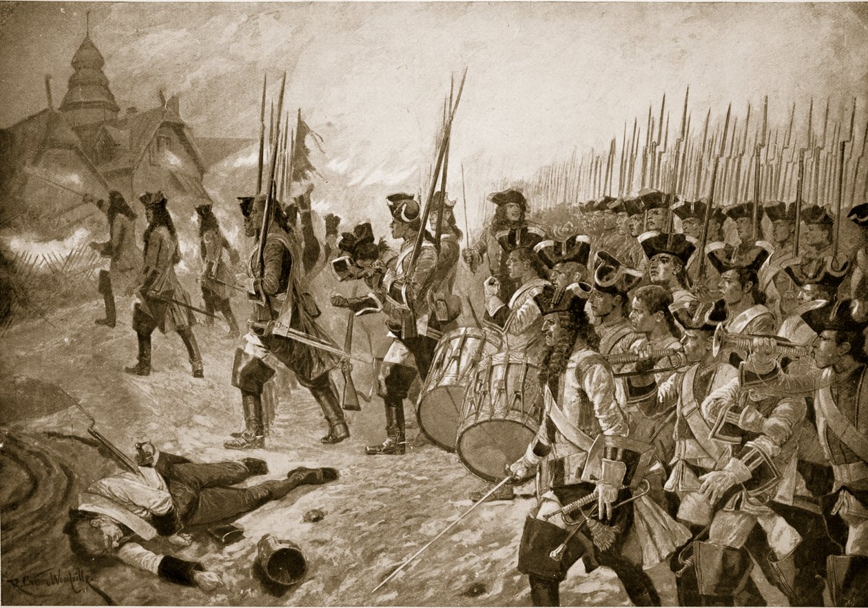 De Slag bij Blenheim: Bestorming van het dorp, illustratie uit 