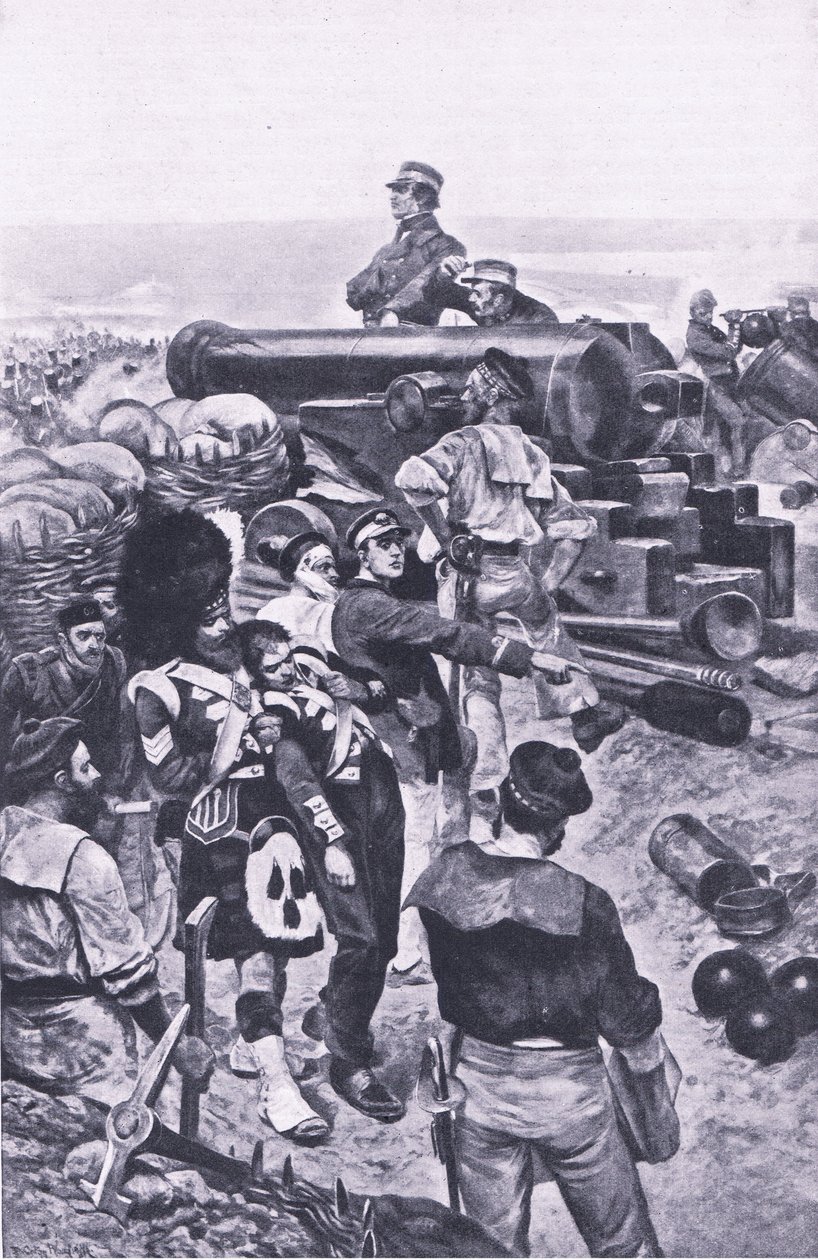 De aanval op Sevastopol, 1855, illustratie uit Britse gevechten op land en zee, 1915 door Richard Caton Woodville junior
