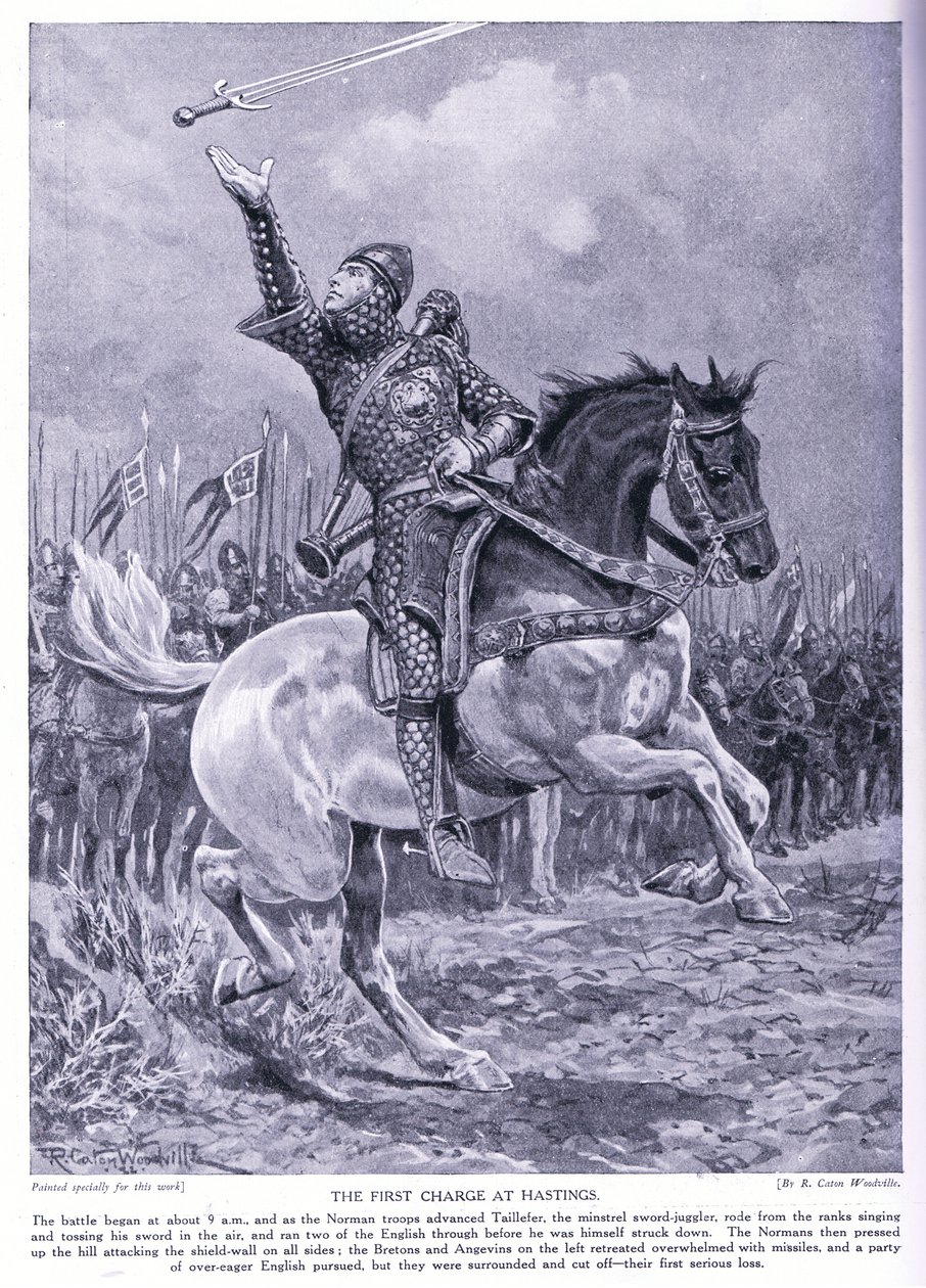 De eerste aanval bij Hastings, jaren 1920 door Richard Caton Woodville junior