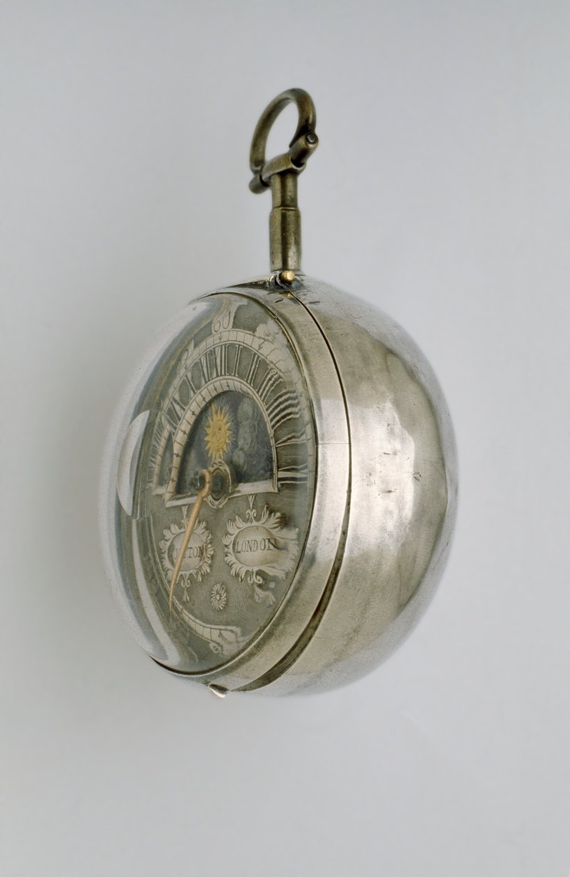 Zijaanzicht van een paar-behuizde verge klok, ca. 1685 door Richard Colston