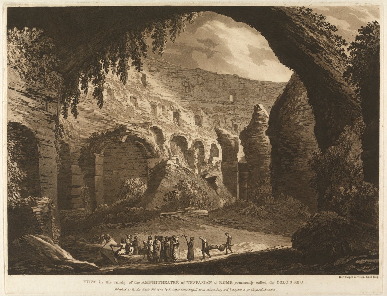 Uitzicht in de Binnenkant van het Amfitheater van Vespasion in Rome Gewoonlijk het Colosseo genoemd door Richard Cooper the Elder