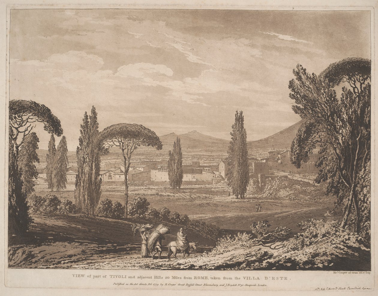 Uitzicht op een deel van Tivoli en aangrenzende heuvels door Richard Cooper the Elder
