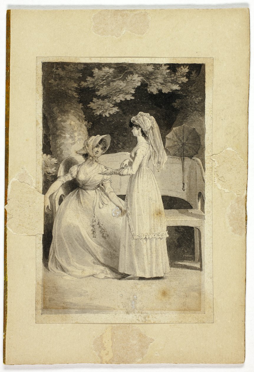 Twee vrouwen in een tuin door Richard Corbould