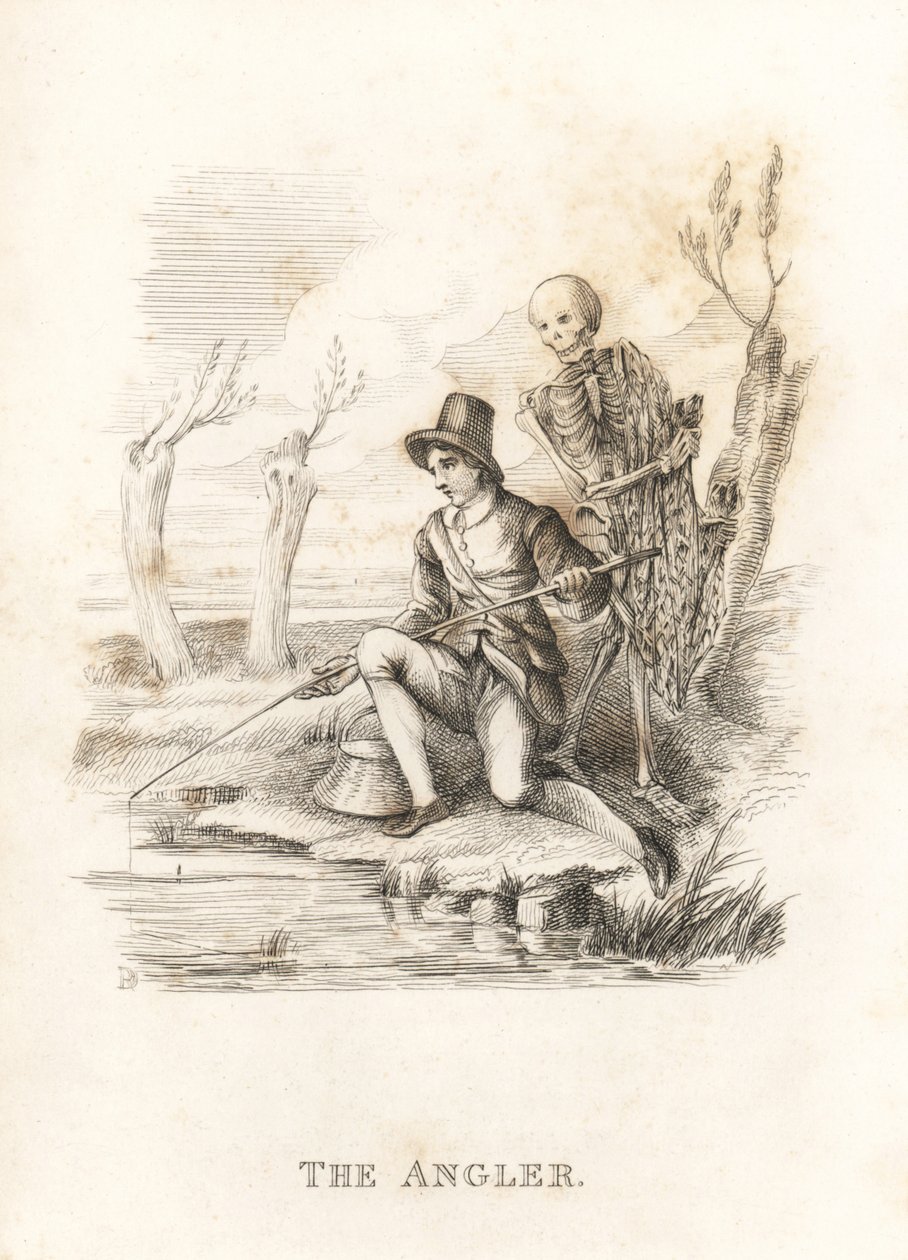 Het skelet van de Dood en de visser, 1827 (gravure) door Richard Dagley