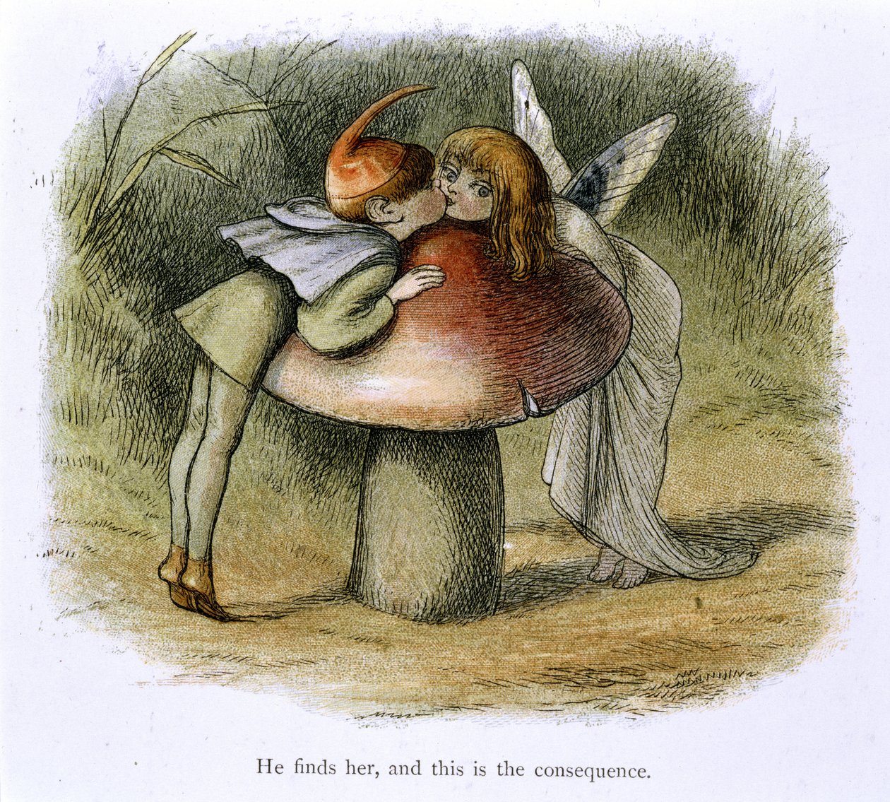 Een elf en een fee die kussen door Richard Doyle