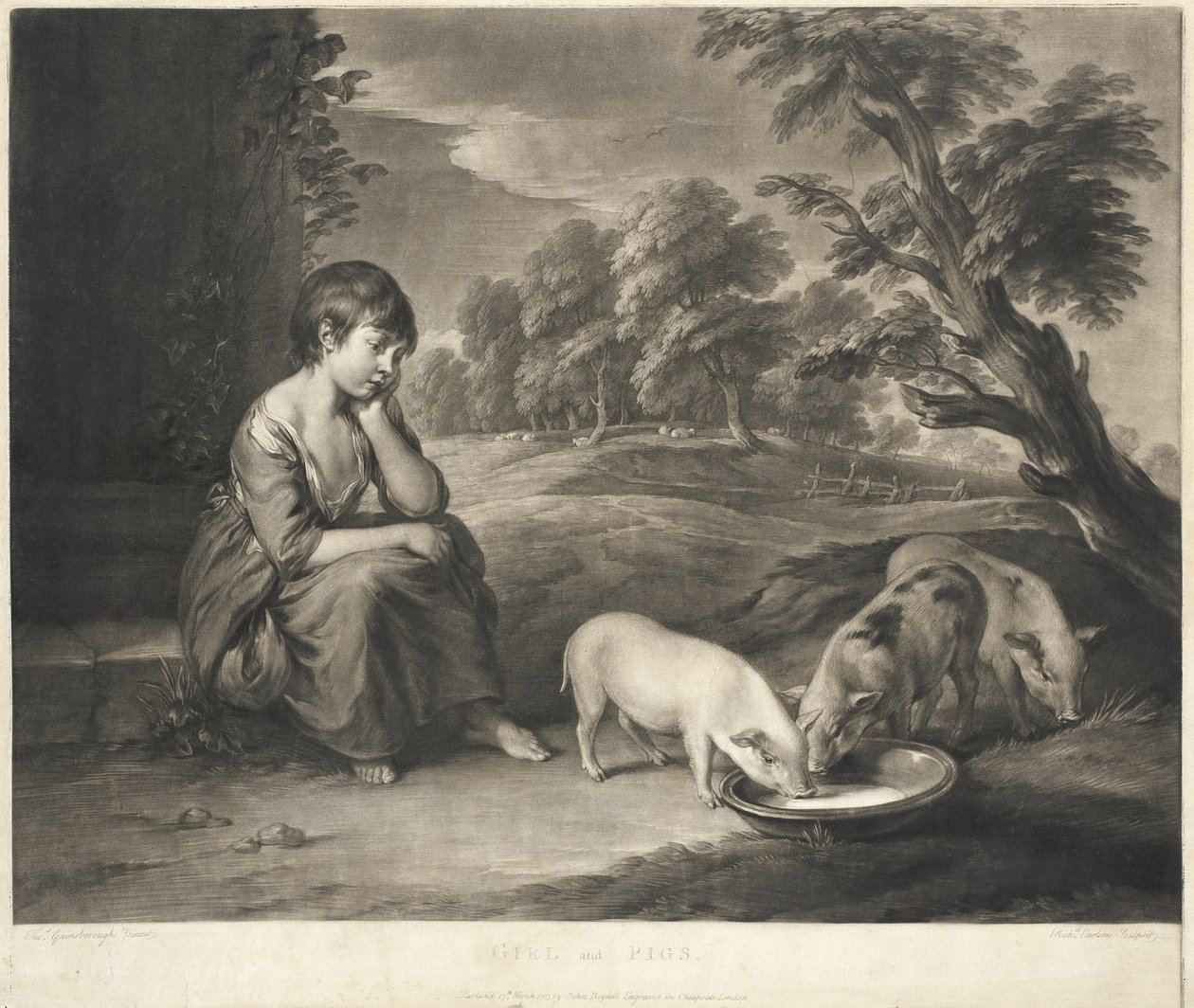 Meisje en varkens door Richard Earlom