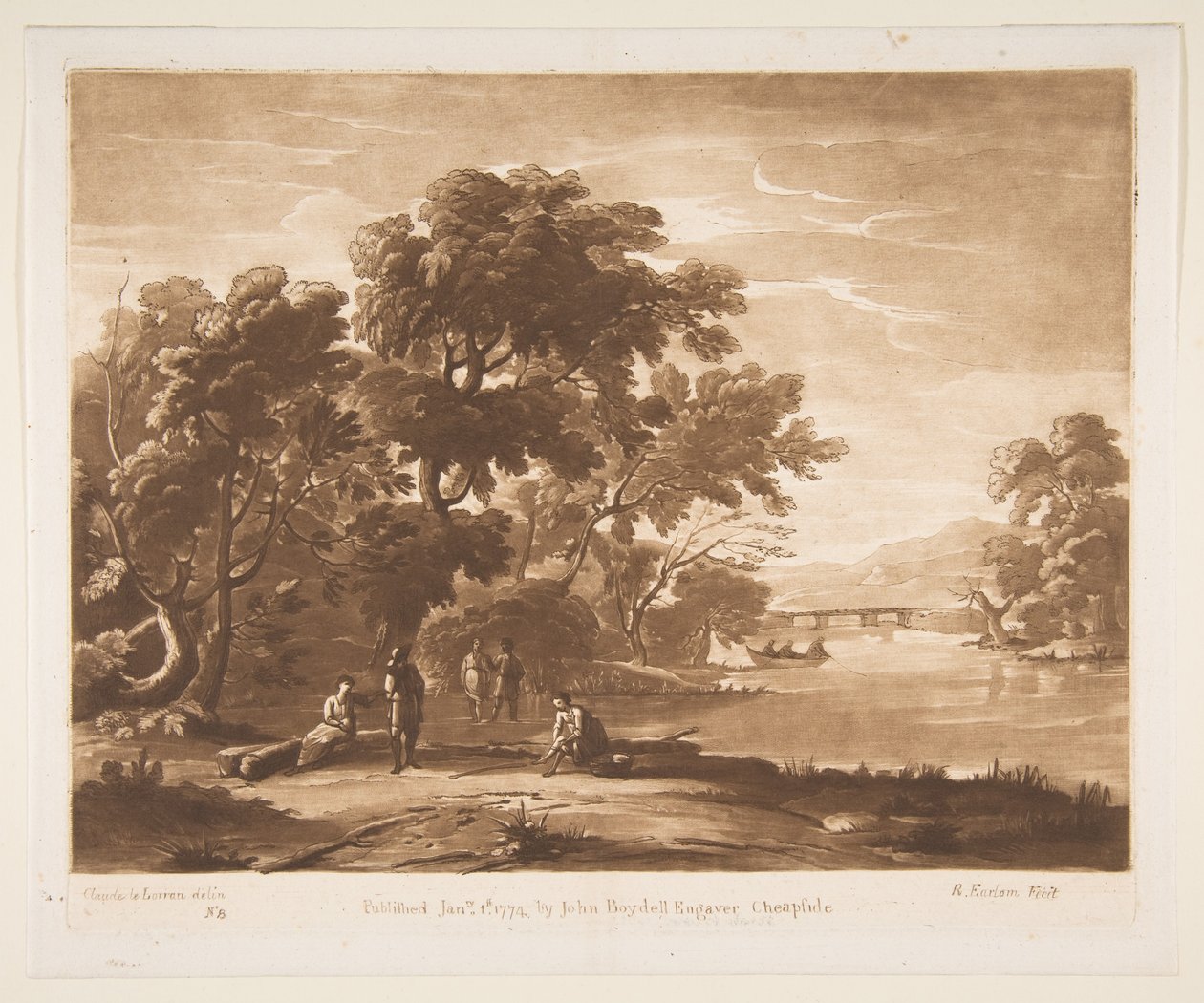 Landschap met figuren door Richard Earlom