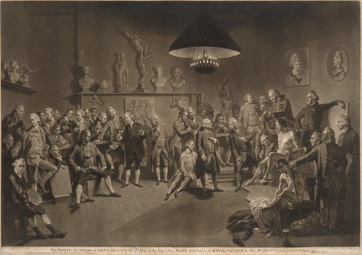 De Koninklijke Academie voor Beeldende Kunsten door Richard Earlom, after Johann Zoffany
