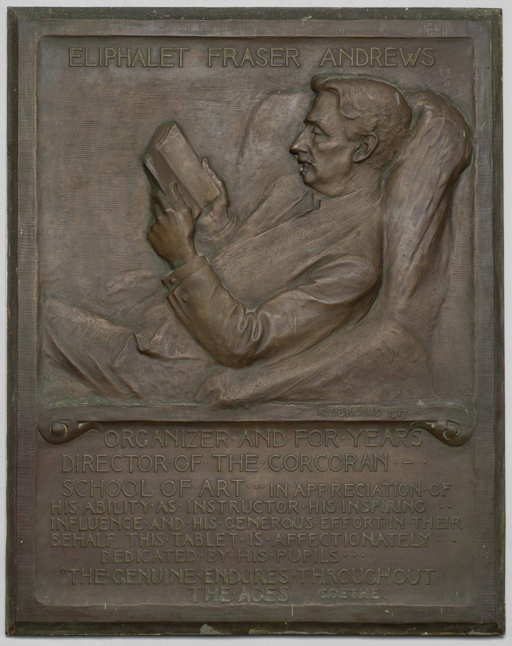 Gedenkplaat voor wijlen E. F. Andrews door Richard Edwin Brooks