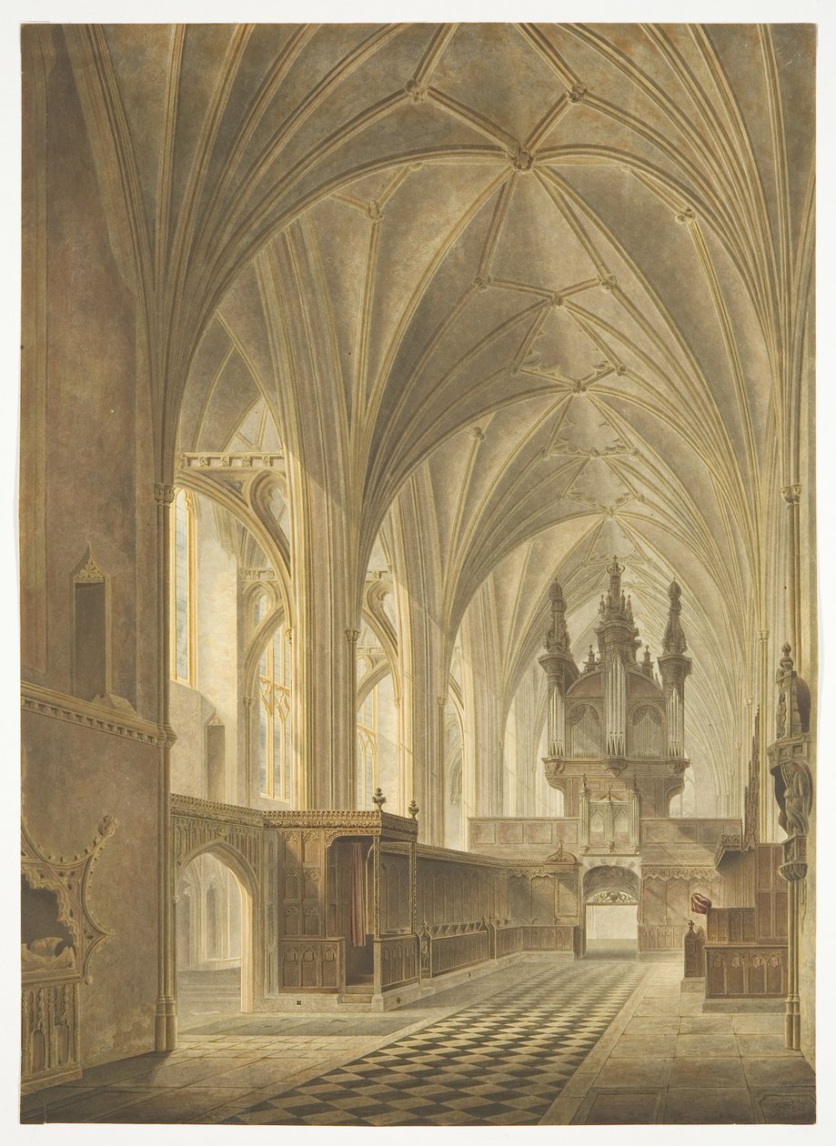 Het koor van de kathedraal van Bristol, kijkend naar het westen door Richard G. Reeve
