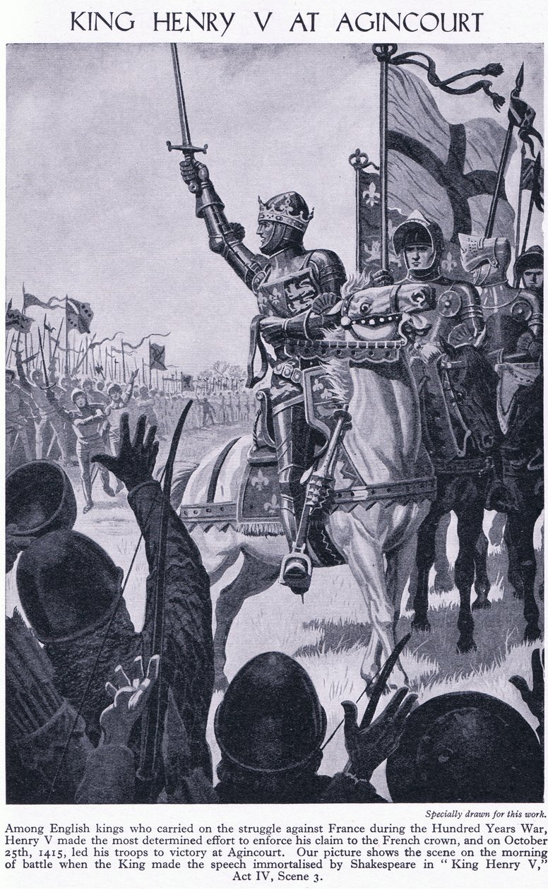 Koning Hendrik bij Agincourt 1415 AD, c.1950 door Richard Henry Brock