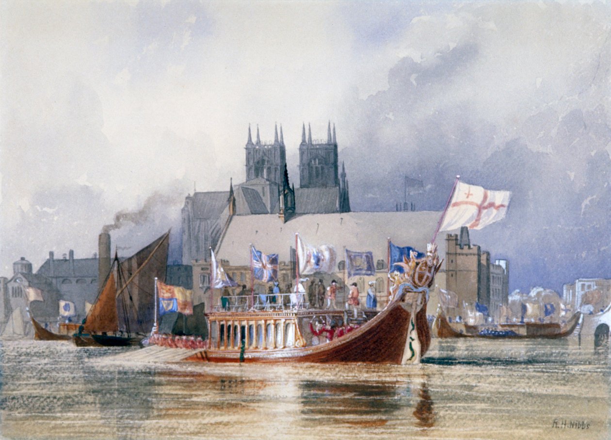 Aankomst van de Lord Mayor in Westminster door Richard Henry Nibbs