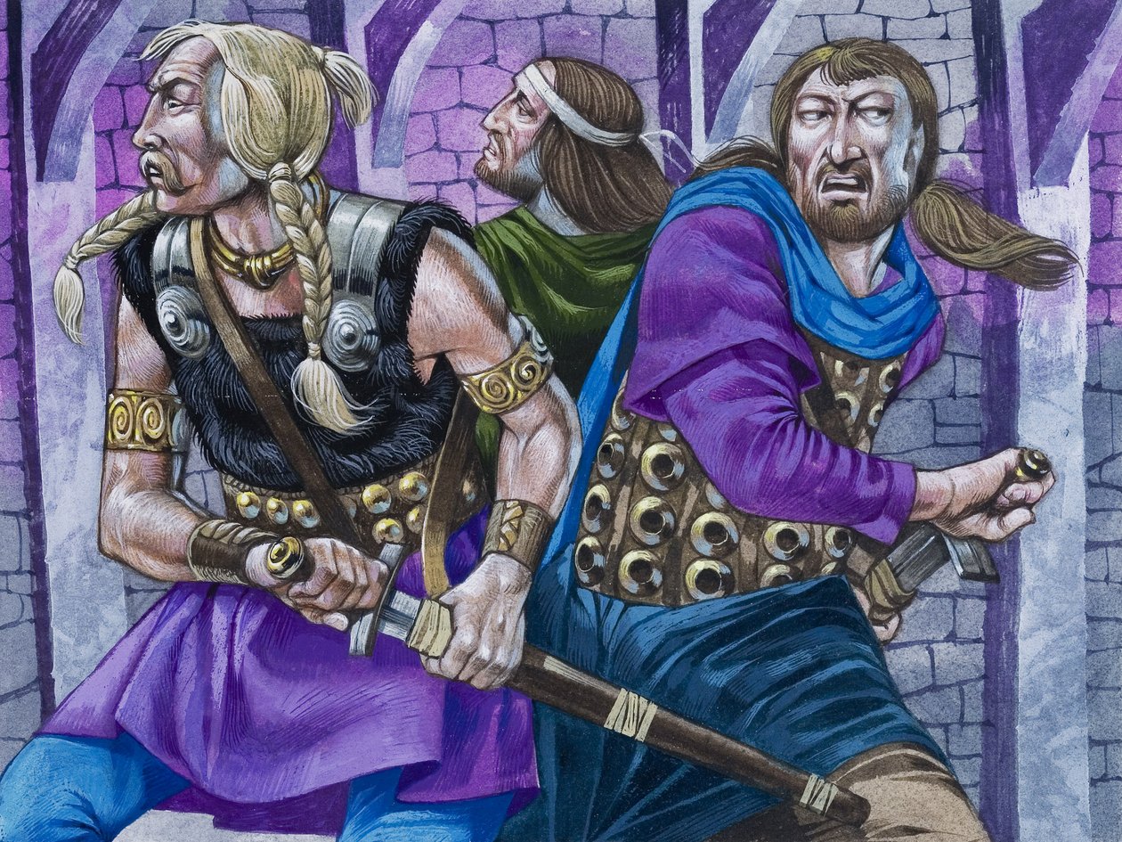 Sir Galahad, samen met Percival en Bors door Richard Hook