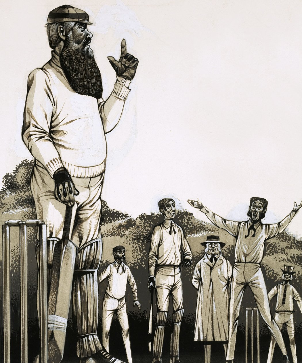 De grote W G Grace aan het wicket door Richard Hook