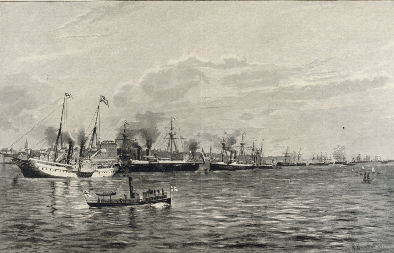 De Marineparade in Kiel op 3 september 1890 door Richard Huenten