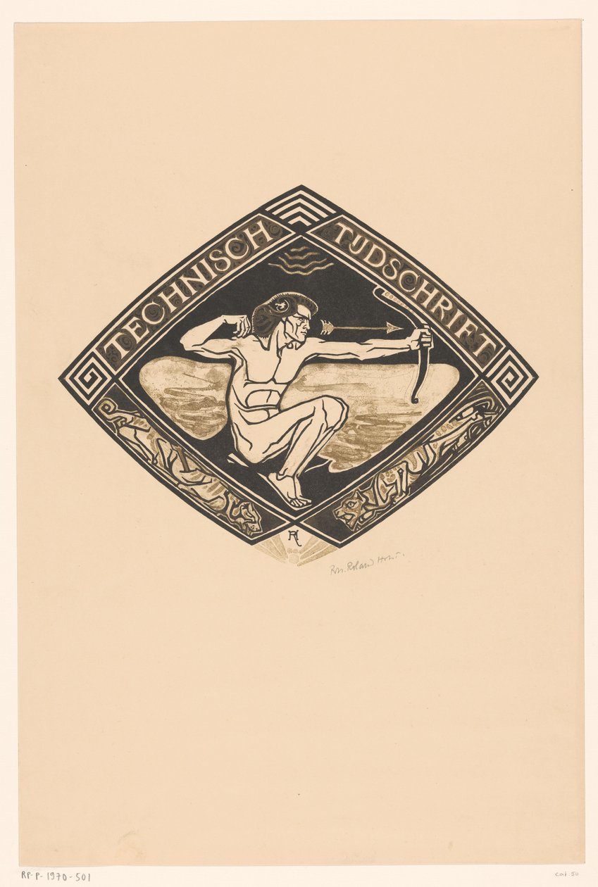 Omslagontwerp voor: Technisch Tijdschrift, 1914 door Richard Nicolaüs Roland Holst (signed by artist)