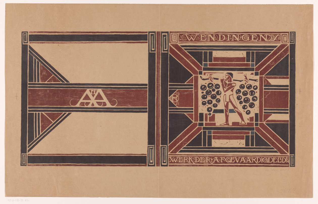 Omslagontwerp voor: Wendingen, 1921 door Richard Nicolaüs Roland Holst (signed by artist)