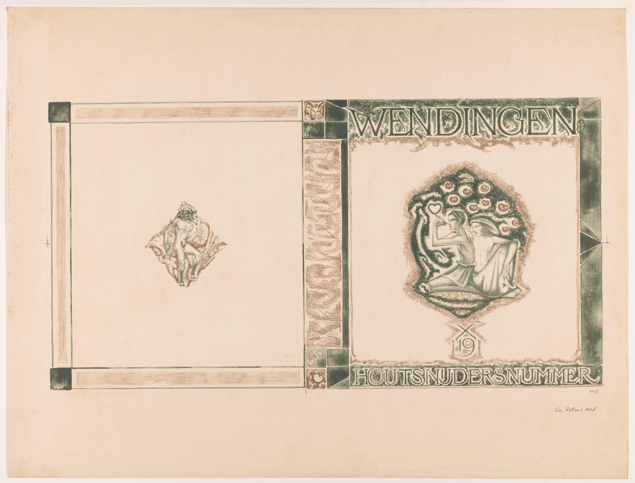 Omslagontwerp voor: Wendingen, Houtsnijdersnummer, 1919 door Richard Nicolaüs Roland Holst (signed by artist)