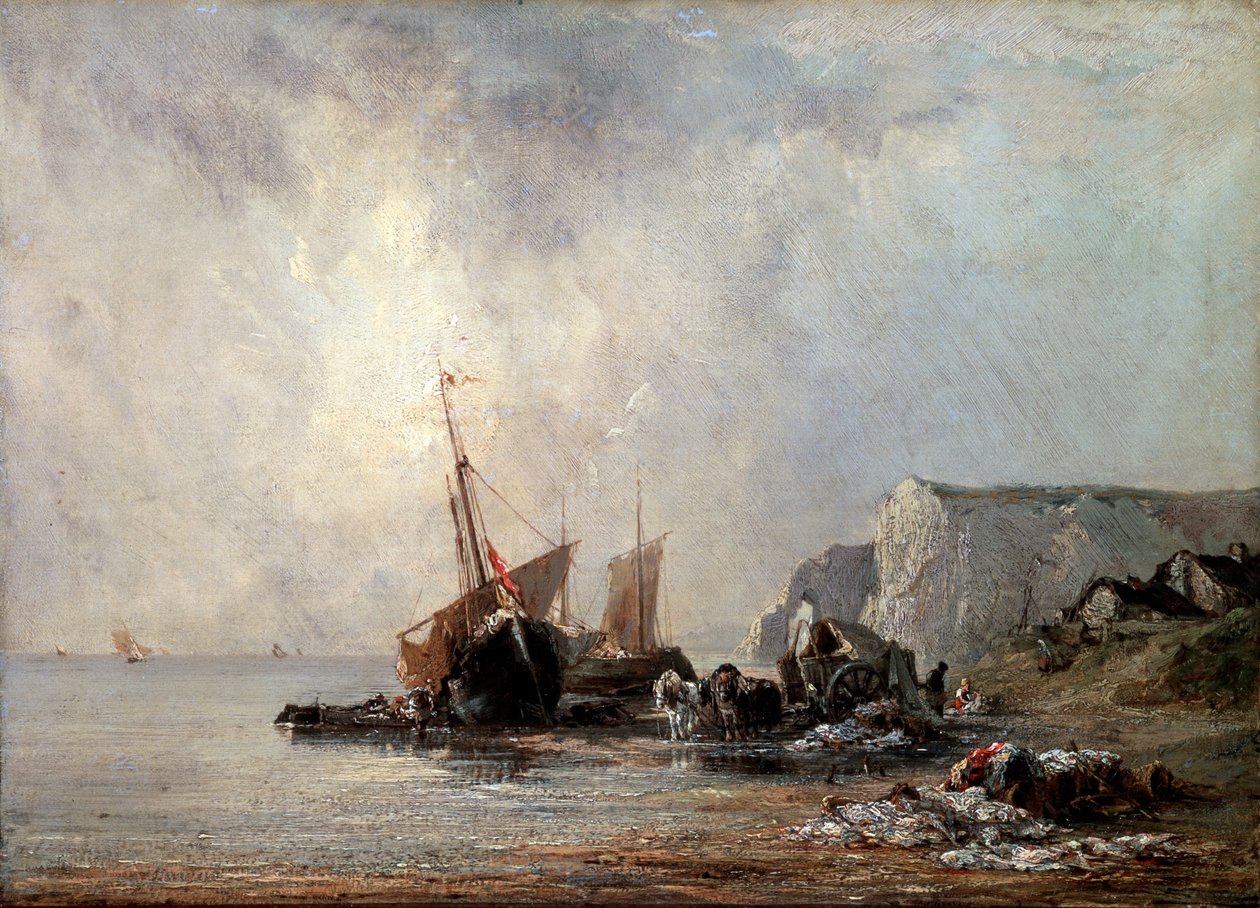 Boten aan de Normandische Kust, 1823 door Richard Parkes Bonington