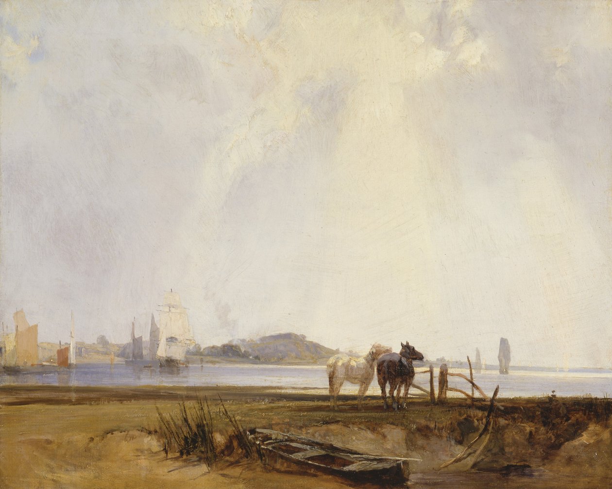 Landschap bij Quilleboeuf, Frankrijk door Richard Parkes Bonington