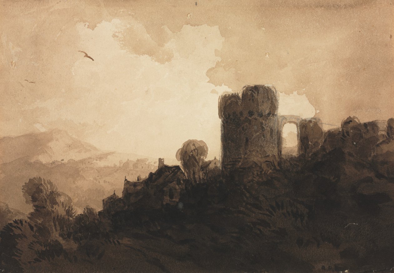 Landschap met kasteelruïne door Richard Parkes Bonington