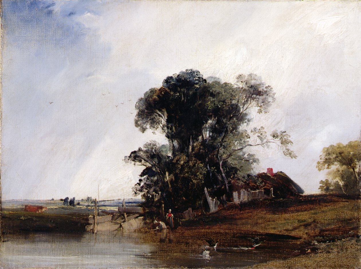 Landschap met een Vijver door Richard Parkes Bonington